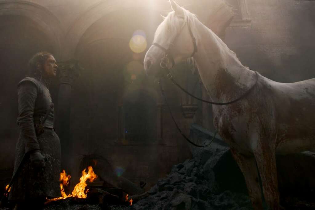 Arya Stark e o cavalo Branco em Game of Thrones 8x05.

Fonte: HBO/ Divulgação